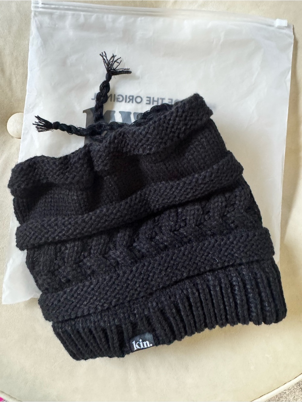 Kin Black Knit Beanie Hat